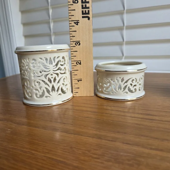 Lenox Gold Trimmed Pierced China Votives (3) - Picture 3 of 9